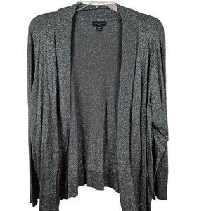 Womens Business Casual Officewear Comfy‎ Cardigan Metallic Gray Worthington LG